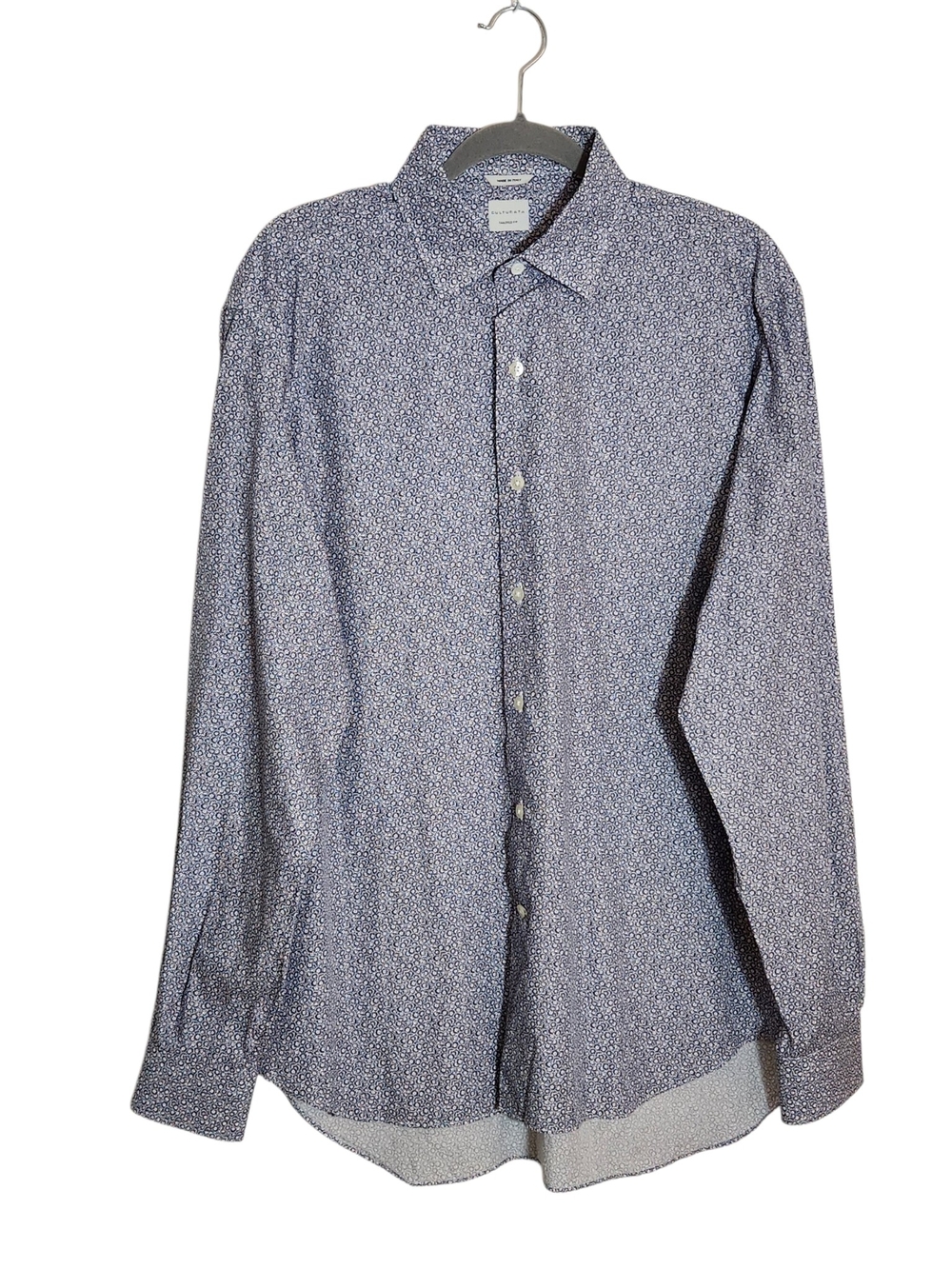 Culturata Mens Blue Floral Print Dress Shirt Size XL 17.5/44